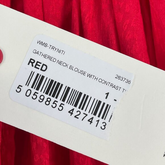 NEW Ted Baker London Womens Small Gathered Neck Tryniti Tie Front Blouse Shirt - Picture 8 of 13